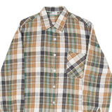 Mens Flannel Shirt Brown Check Long Sleeve S