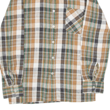 Mens Flannel Shirt Brown Check Long Sleeve S