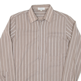 SARMEN Mens Shirt Brown Striped Long Sleeve S
