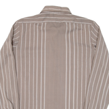 SARMEN Mens Shirt Brown Striped Long Sleeve S