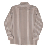 SARMEN Mens Shirt Brown Striped Long Sleeve S