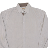 ZARA MEN Mens Shirt Grey Striped Long Sleeve L