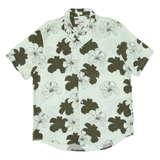 BLEND Mens Hawaiian Shirt Green Floral 2XL