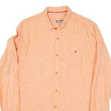TOMMY HILFIGER Mens Plain Shirt Orange Long Sleeve M