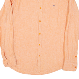TOMMY HILFIGER Mens Plain Shirt Orange Long Sleeve M