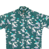 CLUB ROOM Mens Shirt Green Crazy Pattern S