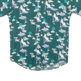CLUB ROOM Mens Shirt Green Crazy Pattern S