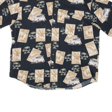 PURITAN Mens Shirt Black Crazy Pattern XL