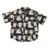 PURITAN Mens Shirt Black Crazy Pattern XL