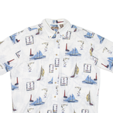 CAFE LUNA Mens Shirt White Crazy Pattern M