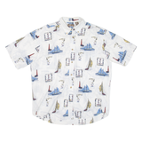 CAFE LUNA Mens Shirt White Crazy Pattern M