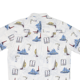 CAFE LUNA Mens Shirt White Crazy Pattern M