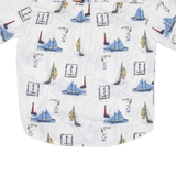 CAFE LUNA Mens Shirt White Crazy Pattern M