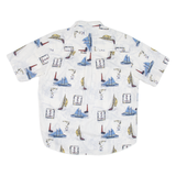 CAFE LUNA Mens Shirt White Crazy Pattern M