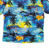 Mens Hawaiian Shirt Blue Floral L