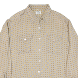 Mens Shirt Beige Crazy Pattern Long Sleeve L