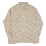 Mens Shirt Beige Crazy Pattern Long Sleeve L