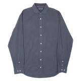 TOMMY HILFIGER New York Fit Mens Shirt Blue Gingham Long Sleeve M