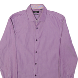 HUGO BOSS Slim Fit Juri Mens Shirt Purple Striped Long Sleeve M