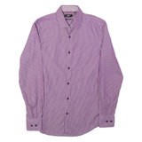 HUGO BOSS Slim Fit Juri Mens Shirt Purple Striped Long Sleeve M