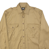 HAJK Mens Plain Shirt Brown Long Sleeve S
