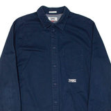 TOMMY HILFIGER Mens Plain Shirt Blue Long Sleeve M