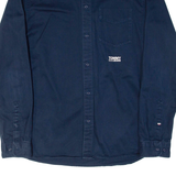 TOMMY HILFIGER Mens Plain Shirt Blue Long Sleeve M
