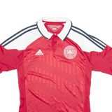 ADIDAS Dansk Boldspil Union Mens Football Shirt Jersey Red Collared S