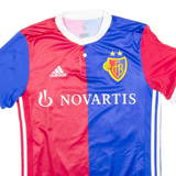 ADIDAS Fc Basel Mens Football Shirt Jersey Red Button Neck S