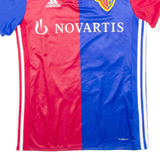 ADIDAS Fc Basel Mens Football Shirt Jersey Red Button Neck S