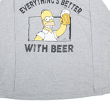 THE SIMPSONS Mens T-Shirt Grey Long Sleeve 2XL