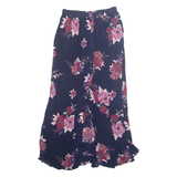 PATRONS OF PEACE Button Down Womens A-Line Skirt Blue Midi Floral S