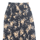SAG HARBOUR Button Down Womens A-Line Skirt Black Midi 90s Floral S
