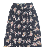 AT LAST & CO Button Down Womens A-Line Skirt Black Midi Floral M