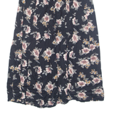 AT LAST & CO Button Down Womens A-Line Skirt Black Midi Floral M