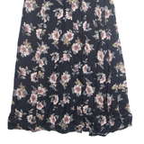 AT LAST & CO Button Down Womens A-Line Skirt Black Midi Floral M