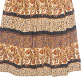 LEE WINTER Womens A-Line Skirt Brown Midi 90s Floral L