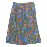 BON WORTH Pocketed Womens A-Line Skirt Blue Midi 90s Paisley XL
