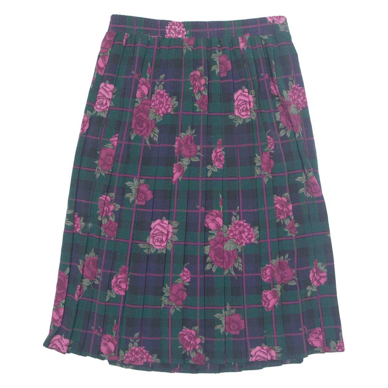 TAN JAY Pleated Womens A-Line Skirt Blue Knee Length Floral L