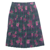 TAN JAY Pleated Womens A-Line Skirt Blue Knee Length Floral L