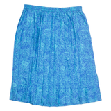 ANDREA GAYLE Pleated Womens A-Line Skirt Blue Knee Length Floral L