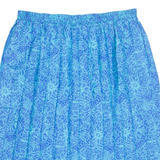 ANDREA GAYLE Pleated Womens A-Line Skirt Blue Knee Length Floral L