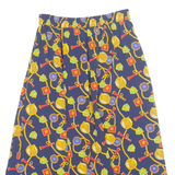Womens A-Line Skirt Blue Midi 90s Crazy Pattern S