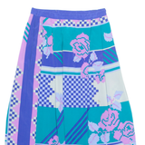 Womens A-Line Skirt Blue Knee Length Crazy Pattern UK 6