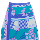 Womens A-Line Skirt Blue Knee Length Crazy Pattern UK 6
