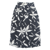 CALIFORNIA CRUSH Palm Tree Print Womens A-Line Skirt Black Midi Floral S