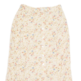 PRIVE Button Down Womens A-Line Skirt Cream Long Floral L