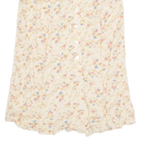 PRIVE Button Down Womens A-Line Skirt Cream Long Floral L