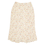 PRIVE Button Down Womens A-Line Skirt Cream Long Floral L