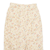 PRIVE Button Down Womens A-Line Skirt Cream Long Floral L